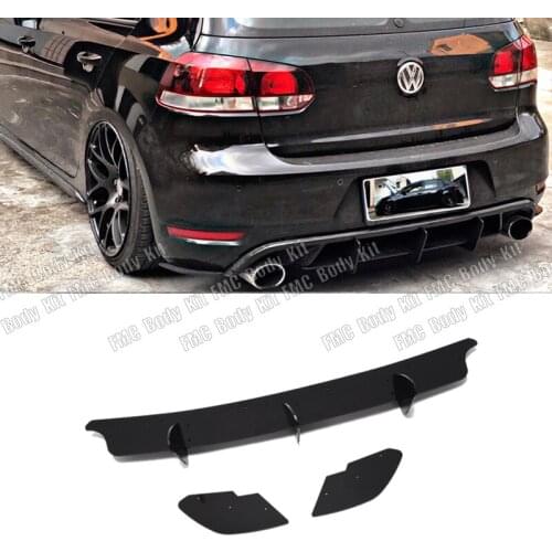 Rear Lip Diffuser Trim Cover For Volkswagen VW Golf 6 MK6 GTI R20 2010-2013 ABS Fins Shark Style Bumper Protector