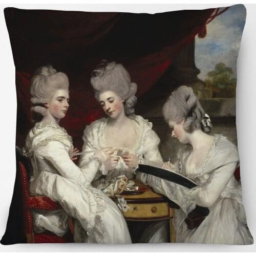 British Joshua Reynolds Famous Oil Painting Cushion Cover Rococo Luxury Royal Lady Duchess Princess Print Pillow Case