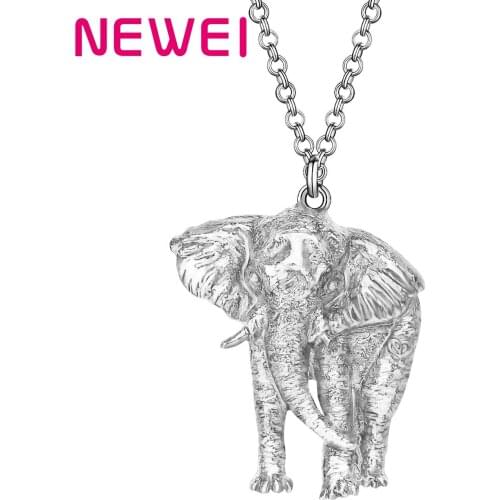 Newei Alloy Plated Antique Jungle Elephant Necklace Long Cute Animal Pendant Jewelry For Girls Kid Classic Birthday Accessories