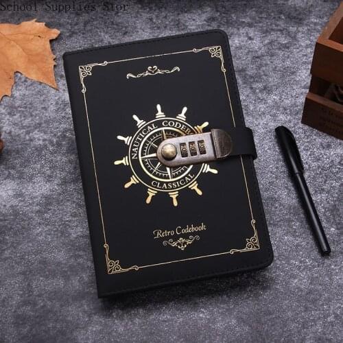 Password Book with Lock Diary European Style Retro Style Creative Hand Account Imitation Leather Notebook Notebook Notepad