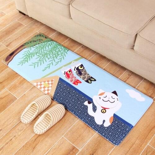 Japanese Style Cat Absorbs Water Anti-skid Floor Mat Kitchen Bedroom Bedside Rug