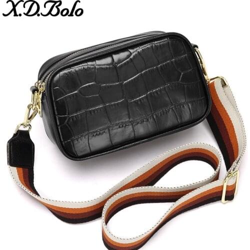 Factory Direct 2021 New Leather Womens Bag First Layer Cowhide Korean Fashion Crocodile Pattern Leather Small Square Bag Women