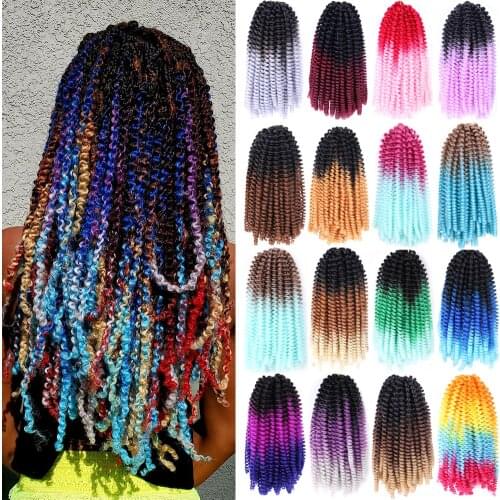 DAIRESS 8" Multicolor Synthetic Spring Twist Crochet 8" Nubian Twist Hair Spring Twist Hair Extensions Bomb Twist Crochet Hair