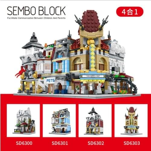 Sembo Block SD6300-6303 Mini Street View Building Brick European Style Architecture 4 in 1 Educational Gift Toy for Kids