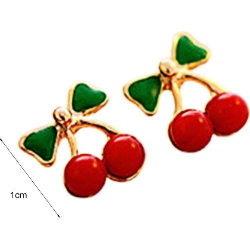 2Pcs Ear Studs Ear Ring Colorful Decorative Golden Color Cherry Stud Earring Fashion Jewelry Earrings