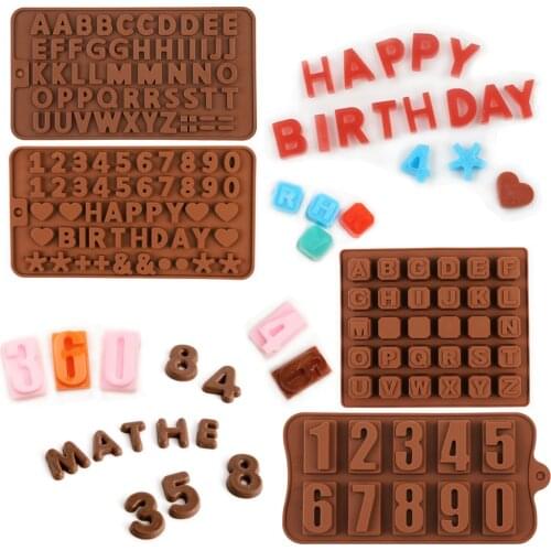 Silicone Chocolate Mold Birthday Cake Decorating Tools Number Letter Baking For Candy Chocolate Resin Jelly Ice DIY Kitchen Set