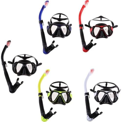 Adult Glass Swimming Swim Diving Scuba Anti-Fog Goggles Mask and Snorkel Set