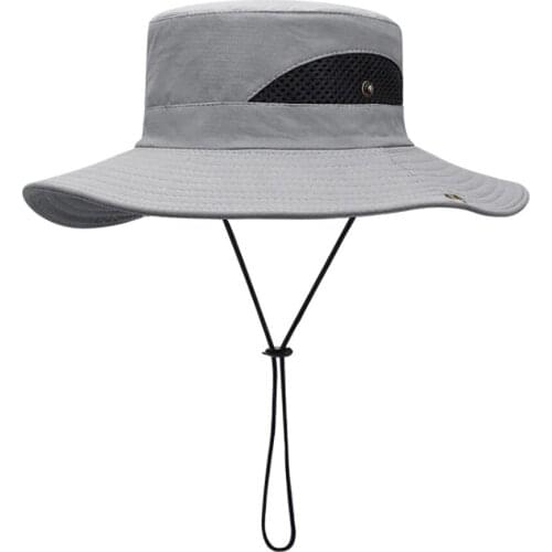 Outdoor Men Hats Fishing Cap Wide Brim Anti-UV Beach Sun Caps Bucket Hat