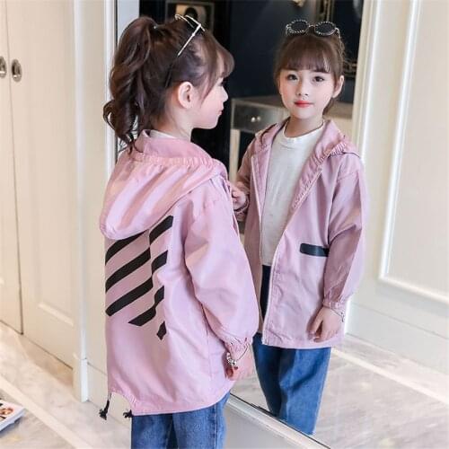 Childrens Windbreaker Spring Kids Girl Hooded Long Sleeve Spring Holiday Jacket Baby Sunscreen Outerwear Coat Clothing
