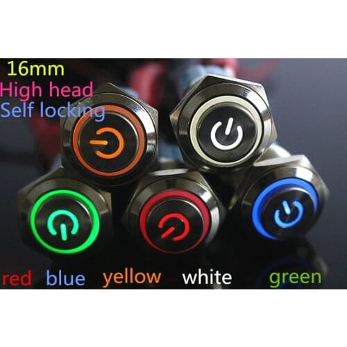 1pcs 16mm surface waterproof lock keeps very high round stainless steel metal button switch Power sign