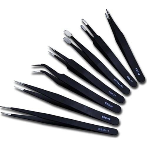 5pcs/lot high-quality stainless steel rust-proof and wear-resistant anti-static ESD series tweezer