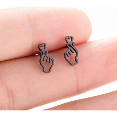 Hand Gesture Love Stud Earrings Stainless Steel Earring for Women Hand Ear Earrings Jewelry Stud boucle d oreille