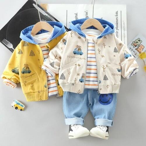 0-5 Year Spring Autumn Boy Girl Clothing Set 2021 New Fashion Active Coat+Shirt+Pant Kid Children Baby Toddler Boy Girl Clothing
