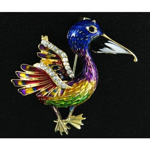 Animal Duck Bird Enamel Pins and Brooches for Women Men Suit Collar Coat Crystal Lapel Pin Broches Kid Jewelry Dropshipping