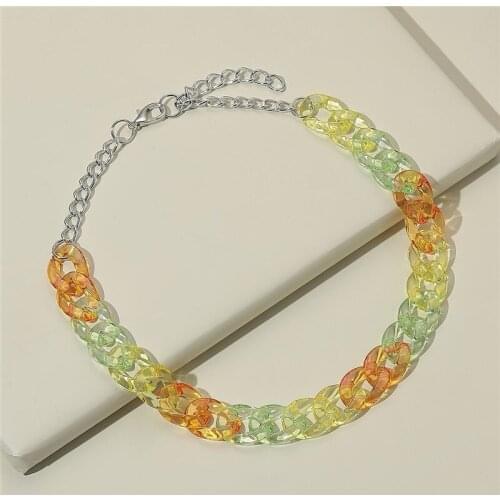 ZiccoWong Fashion Colorful Long Chain Necklace Pendant For Women Punk Transparent Chain Choker Collar Necklace Party Jewelry