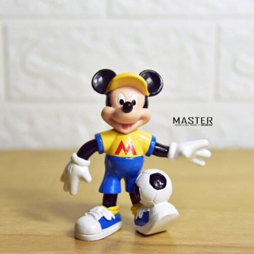 2PCS 10cm Disney soccer player Mickey cartoon doll hand made model ornaments