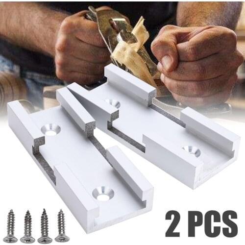 2Pcs T-track Intersection Kit Miter Track Jig Fixture Connection Parts T-slot for T Slide Router Table Band Saw Tools with Screw