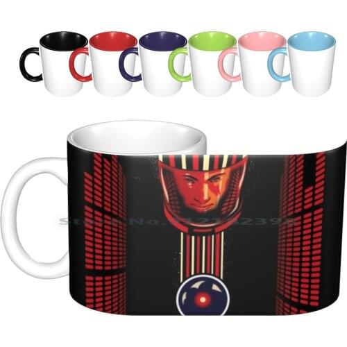 2001 Space Man Ceramic Mugs Coffee Cups Milk Tea Mug Space 2001 A Space Movie Minimalist Astronaut Stripes Retro Space Kubrick