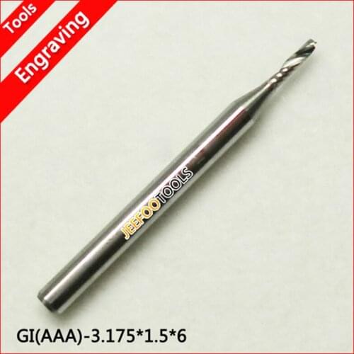 3.175*1.5*6mm Single Flute Cutters, Solid Carbide Cutting Tools, Engraving Carving MDF, PVC Board, Acrylic