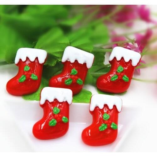 30pcs/lot about 25MM flat back resin Christmas sock DIY resin cabochons accessories