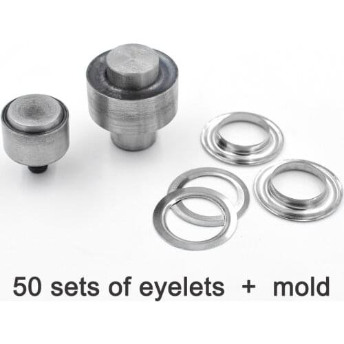 50sets Eyelets+1set molds Hand pressing button machine rivets Corn Color buttonholesMetal hole Eyelet tool Button machine mold