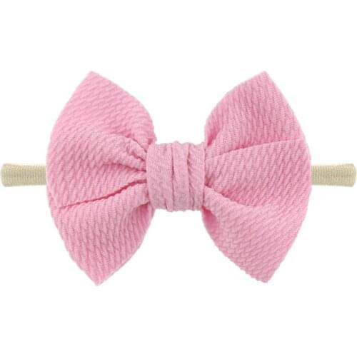 50 pcs/lot, 8*6 cm New Girl Fashion Solid Bow nylon Headband Winter For Newborns Children Turban Toddler Hair Bands 30 colors