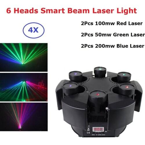 6 Heads Moving Head Light Professional Disco Laser Lights RGB Beam Light Dj Effect Laser Projector Scanner Laser Stage Lighting