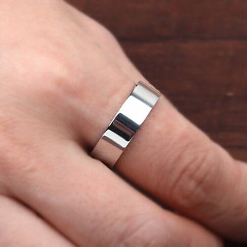 6MM Titanium Band Brushed Wedding 18KGP Stainless Steel Solid Ring Men Women Personalized Ring Customize Ring Engraved Ring