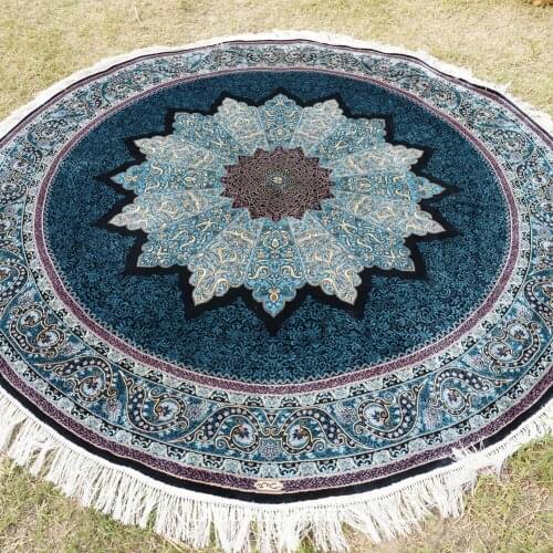 6'x6' Persian hand-woven indoor silk area carpet qum silk carpet (YWX142A)