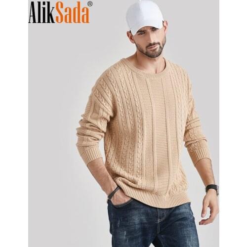Aliksada 2020 Autumn Style Causal 100% Cotton Warm O-Neck Knit Sweater Pullover Men Winter Fashion Sweater Outfits Coat For Men