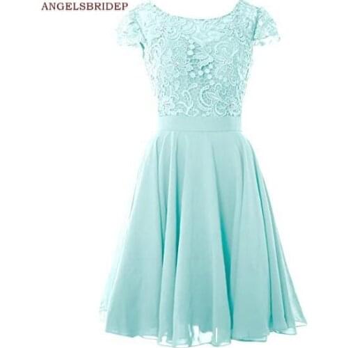 ANGELSBRIDEP Lace Bodice Homecoming Dresses Fashion Crystal Vestidos de festa Chiffon Graduation Party Gowns Hot Sale