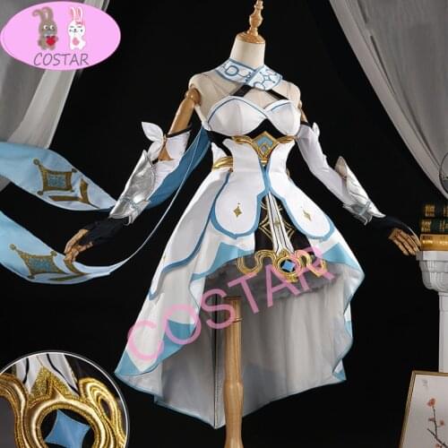 Anime! Genshin Impact Traveler Lumine Game Suit Noble Dress Lovely Uniform Cosplay Costume Halloween Outfit For Women 2020 NEW