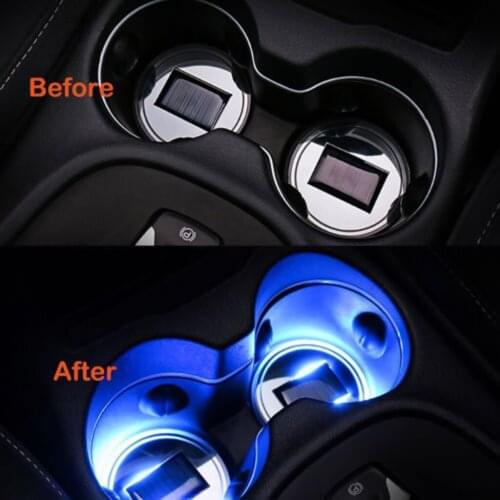 Car LED Cup Pad led Cup Coaster Mat Luminescent Cup Pad LED Mat Interior Atmosphere Lamp Decoration Light (Infiniti) Blue