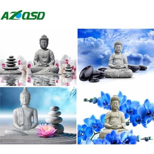 AZQSD Diamond Painting 5D Religion Buddha Mosaic Diamond Embroidery Full Drill Icons Zen Cross Stitch Handicraft Decor Kits