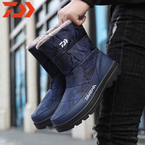 Dawa 2021 New Plus Velvet Fishing Warm Boots Mens Camouflage Outdoor Cotton Shoes Large Size Womens Shoes Snow Boots