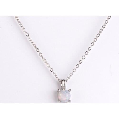 Elegant Women Pendant Necklaces Creative Round White Pink Blue Zinc Alloy Necklace Birthday Anniversary Gifts For Wife