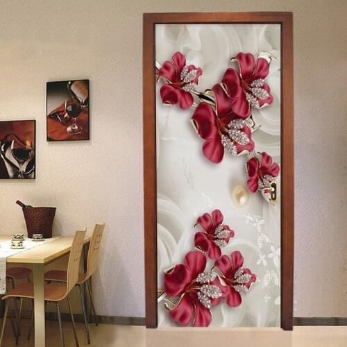 Photo Wallpaper 3D Stereo Red Flowers Wall Sticker European Style Living Room Bedroom Luxury PVC Wall Paper Home Decor Stickers