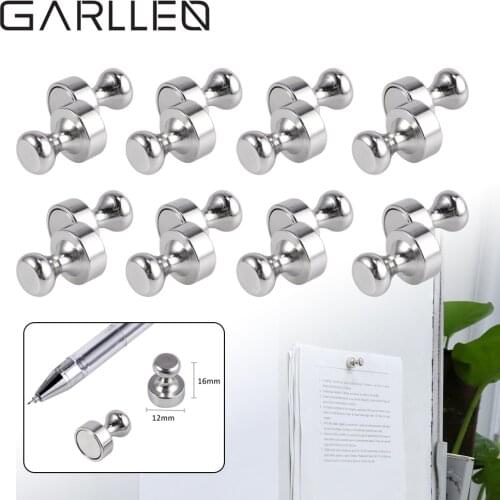 GARLLEN 16 Pcs Push Pins Office Metal Magnetic Strong Magnet Pushpins for Boards Pinboard Refrigerator Hanging Holder Magnets