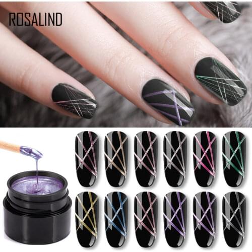 ROSALIND 5ML Spider Gel Metal Spider VarnishSoak Off UV LED Top Coat Semi Permanent Nail Art Design For ManicureLuminous Spider