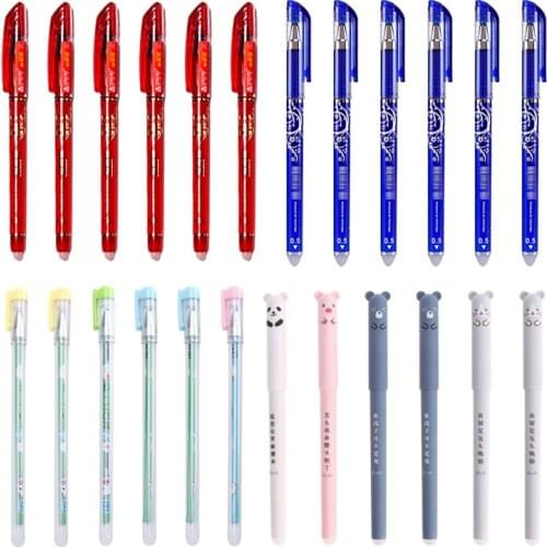 Gel Erasable Ballpoint Pen Writing Gel 0.38mm Erasables Ball Point Kawaii Pens Rod Multi Color Ink Refills School Stationery