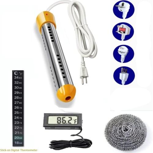 Hot 1500W Electric Heater Boiler Water Heating Elements Portable Immersion Suspension Bathroom Swimming Pool With Thermometer