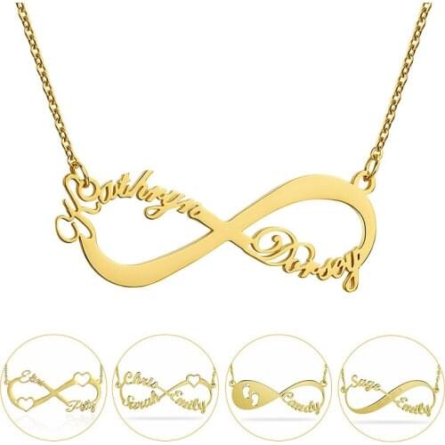 HIYONG Customized Necklace Women Personalized Custom Name Neckalce Infinity Letter Pendant Necklaces Best Friend Jewelry Gift