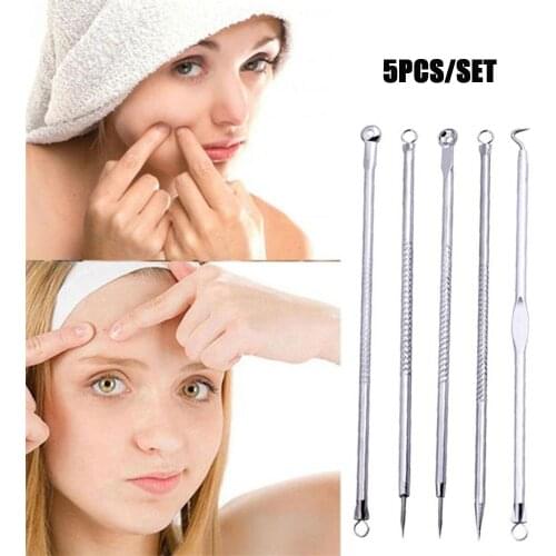5pcs/set Extrusion of Acne Stick Against Black Dots Tools for Face Removing Black Dot Cleaning Pores Blackhead & Blemish Remover