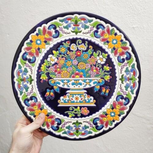 Ceramic plate 34 cm./13.4in. Diameter - Spanish ceramic - enameled up handmade - Made in Spain - MIJASCERAMIC - ARTECER