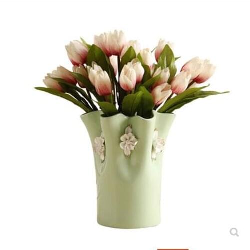 Nordic beautiful ceramic vase crafts, tulips, creative home office restaurant bar desktop decoration gifts