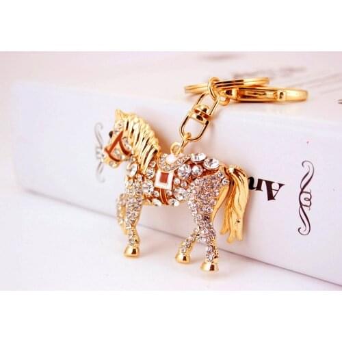 Cool Horse Jewelry Rhinestone Crystal Keychain Animal Keyring Fashion Keychain Handbag Chram Key Holder Wholesale