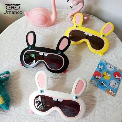 Lovely Cartoon Sunglasses for Children Rabbit Pattern Colrful Soft Silca Gel Frame Grey Lens Boys Girls Kids Animal Eyeglasses