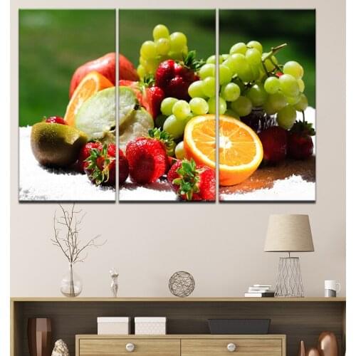 Modular Framed 3 Panel Grapes Fruit Modern Print Canvas Painting Home Wall Decor For Dinner Room Wall Art Picture Artwork Gift