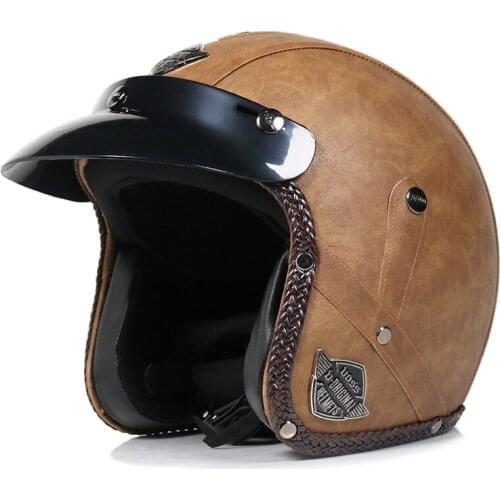 Motorcycle helmet mens and womens handmade leather locomotive helmet 3 / 4 helmet half helmet four seasons electric