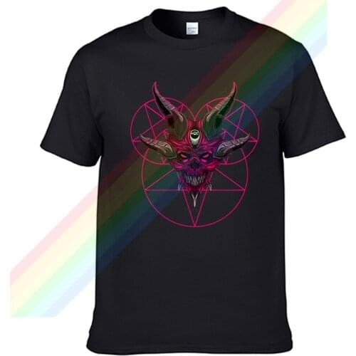 Satan The Evil Four-horned Goat Symbol Men Women Summer 100% Cotton Black Tees Male Newest Top Popular Normal Tee Shirts Unisex